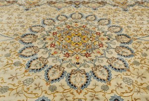 Semi Antique Beige Traditional 9X13 Kashan Persian Rug