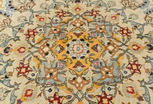 Semi Antique Beige Traditional 9X13 Kashan Persian Rug