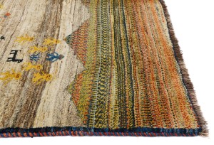 Vintage Beige Brown Tribal 5'6X8'7 Gabbeh Persian Rug