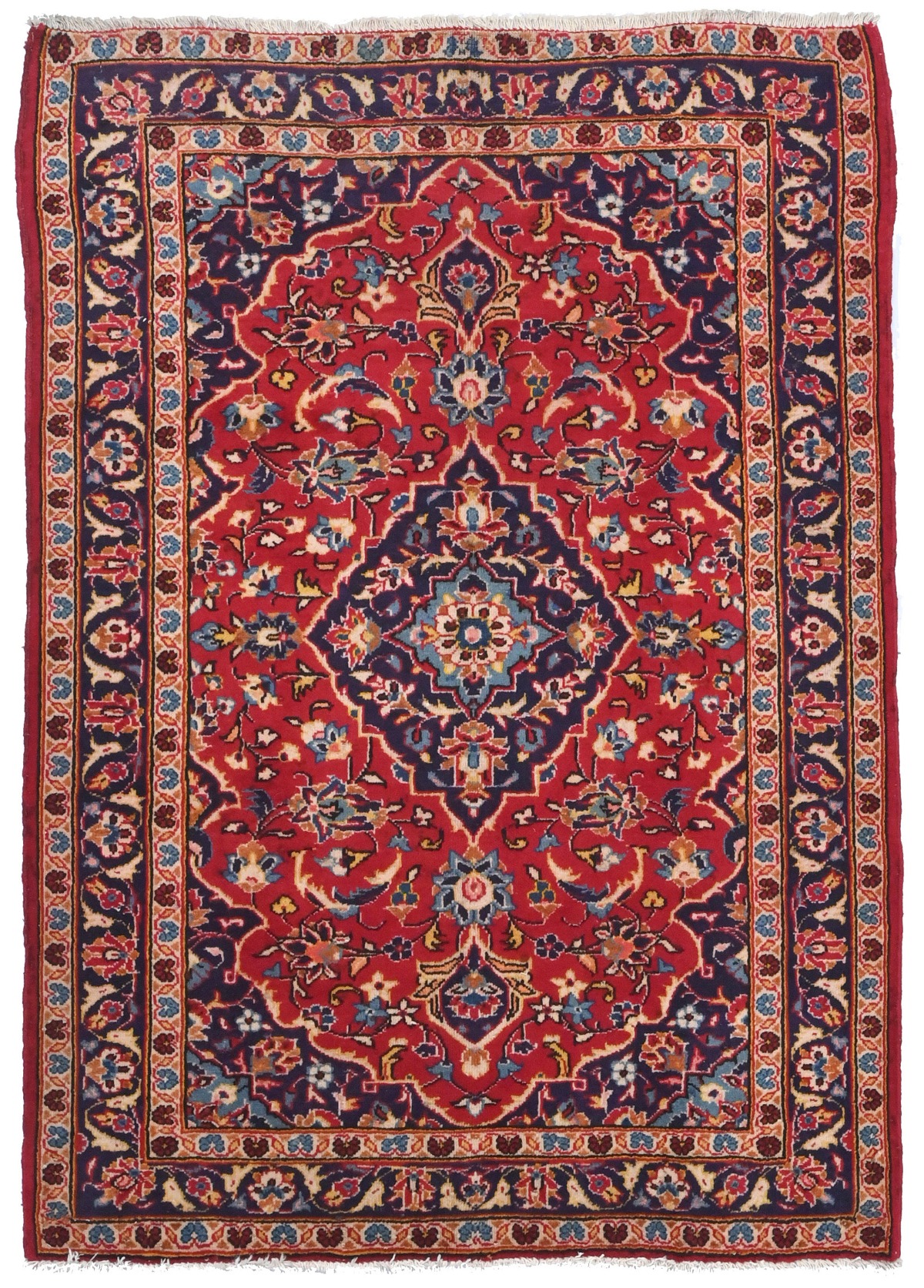 Vintage Red Traditional 4X5 Kashan Persian Rug