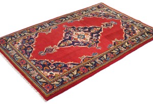 Vintage Red Traditional 2'8X4'3 Kashan Persian Rug