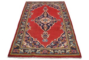 Vintage Red Traditional 2'8X4'3 Kashan Persian Rug