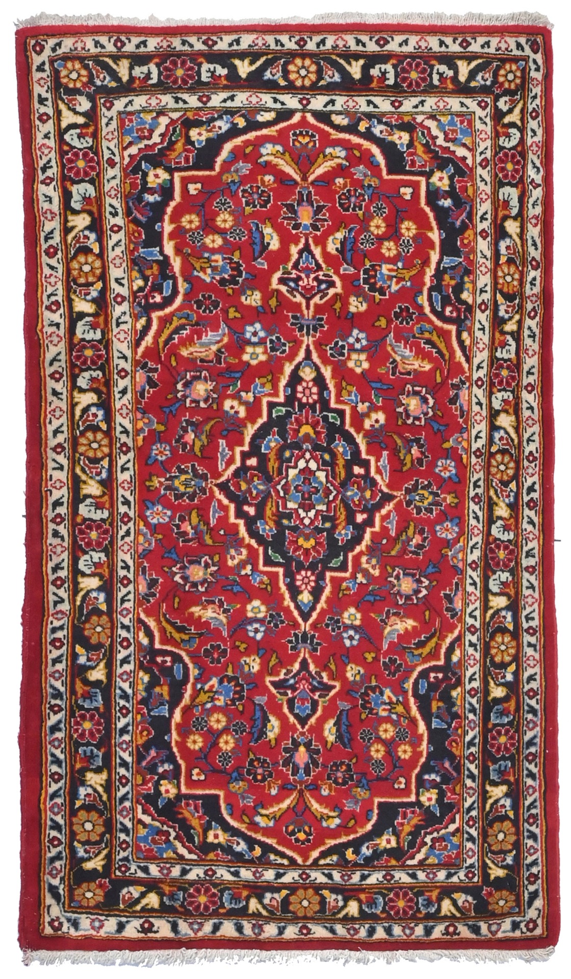Vintage Red Traditional 2'5X4'3 Kashan Persian Rug