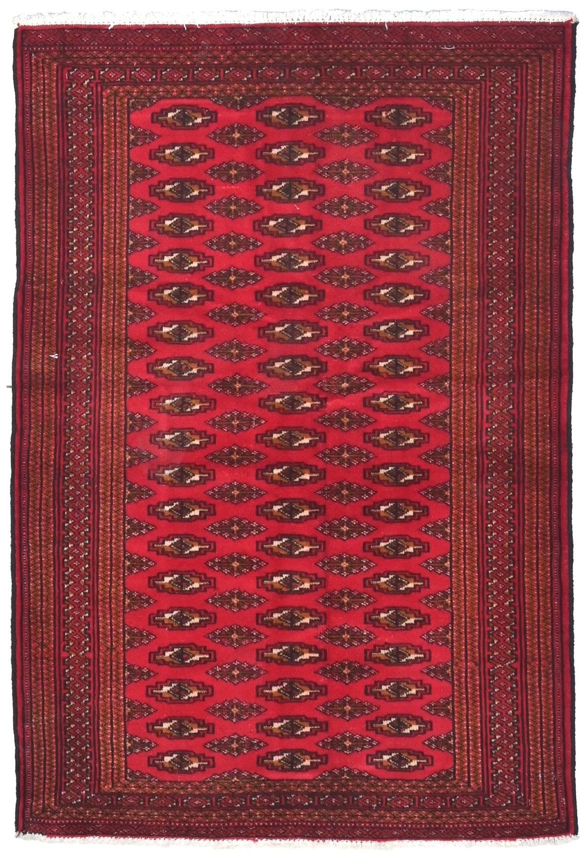 Vintage Red Tribal 3X5 Turkoman Persian Rug