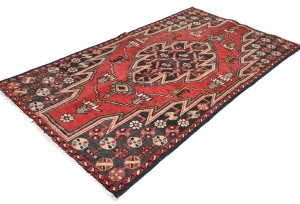 Vintage Charcoal Tribal 3X6 Hamedan Persian Rug