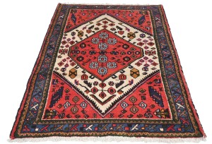Vintage Tribal Cream 3'4X4'8 Hamedan Persian Rug
