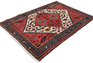 Vintage Tribal Cream 3'4X4'8 Hamedan Persian Rug