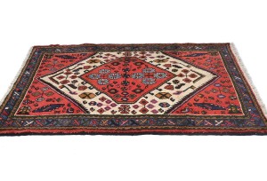 Vintage Tribal Cream 3'4X4'8 Hamedan Persian Rug