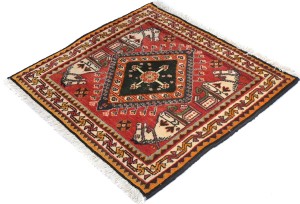 Vintage Red Tribal 2X2 Abadeh Persian Square Rug