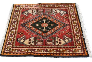 Vintage Red Tribal 2X2 Abadeh Persian Square Rug