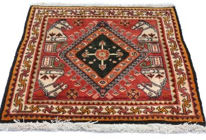 Vintage Red Tribal 2X2 Abadeh Persian Square Rug
