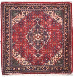 Vintage Floral Fish Mahi 2'5X2'4 Tabriz Sarouk Persian Square Rug