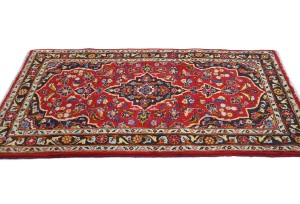 Vintage Red Traditional 2'6X4'4 Kashan Persian Rug