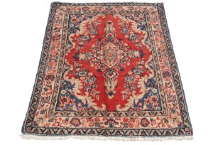 Vintage Red Floral 2X3 Hamedan Persian Rug