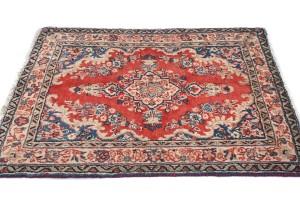 Vintage Red Floral 2X3 Hamedan Persian Rug