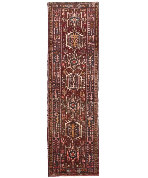 Vintage Maroon Red Tribal 3X11 Karajeh Persian Runner Rug