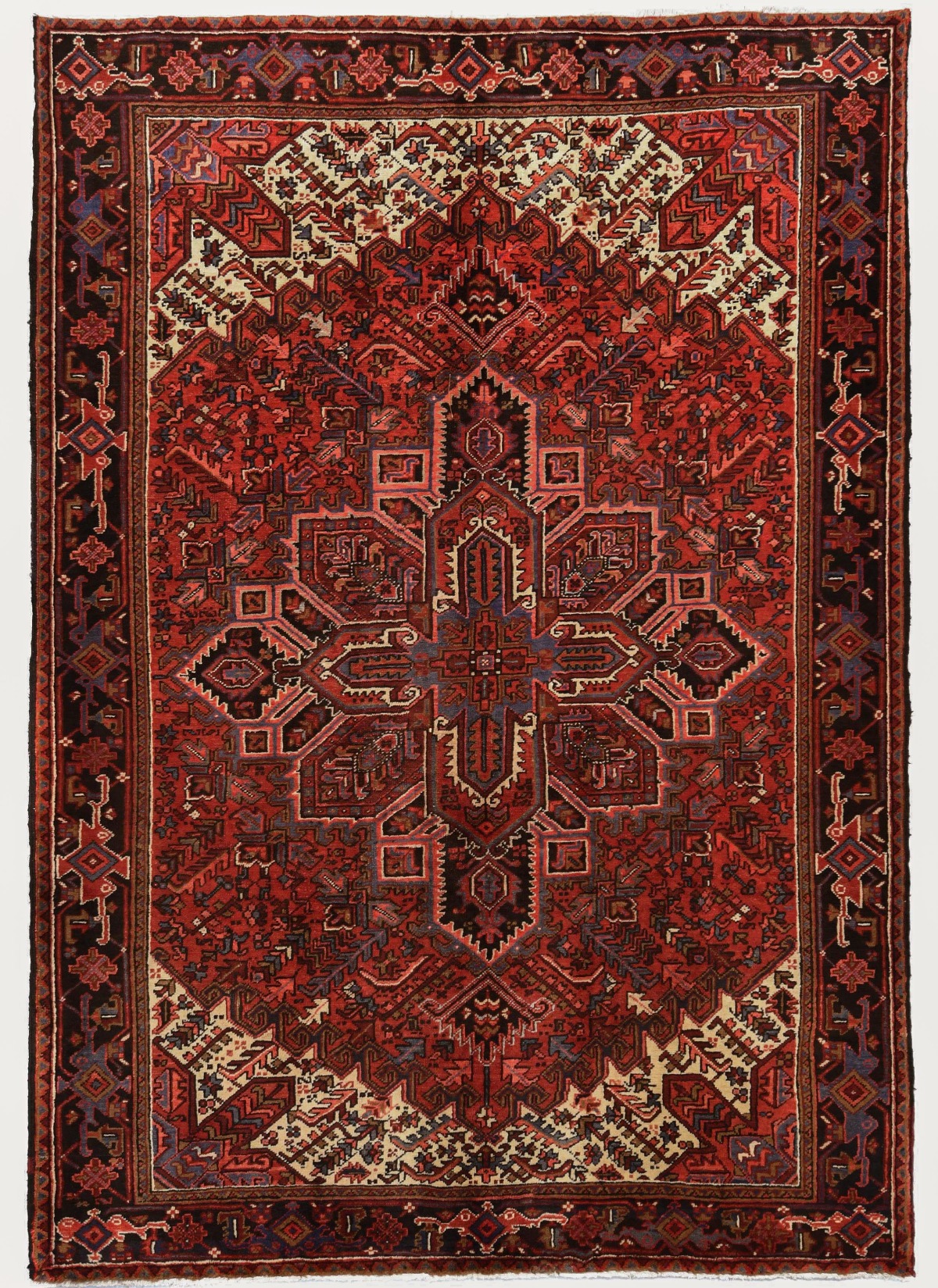 Semi Antique Red Geometric 7X9'5 Heriz Persian Rug