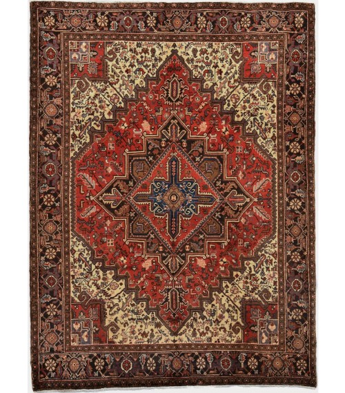 Vintage Red Geometric 7X9 Heriz Persian Rug