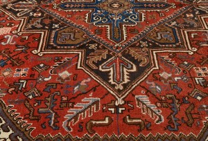 Vintage Red Geometric 7X9 Heriz Persian Rug