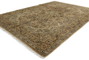 Antique Muted Floral 6'7X9'5 Distressed Vintage Oriental Rug