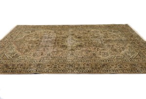 Antique Muted Floral 6'7X9'5 Distressed Vintage Oriental Rug
