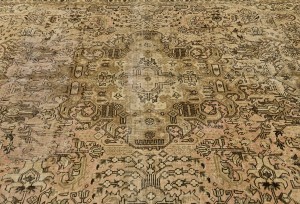 Antique Muted Floral 6'7X9'5 Distressed Vintage Oriental Rug