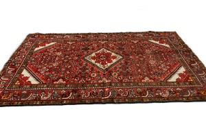 Vintage Red Tribal 4'7X6'8 Hossainabad Persian Rug