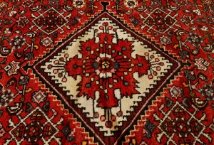 Vintage Red Tribal 4'7X6'8 Hossainabad Persian Rug