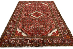 Vintage Red Tribal 4'7X6'8 Hossainabad Persian Rug