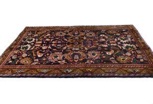 Vintage Dark Purple-navy Floral 4X7 Gholtogh Persian Rug