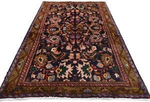 Vintage Dark Purple-navy Floral 4X7 Gholtogh Persian Rug