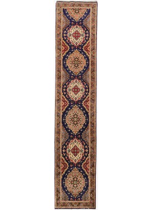 Vintage Purple-navy Floral 3X16 Tabriz Persian Runner Rug