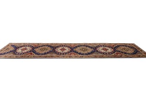Vintage Purple-navy Floral 3X16 Tabriz Persian Runner Rug