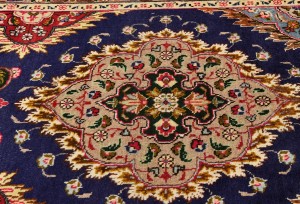 Vintage Purple-navy Floral 3X16 Tabriz Persian Runner Rug