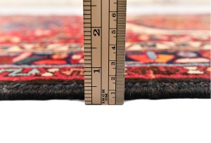 Vintage Red Geometric 3'6X14'5 Karajeh Persian Runner Rug