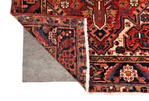 Semi Antique Rusty Red Geometric 4X12 Heriz Persian Runner Rug