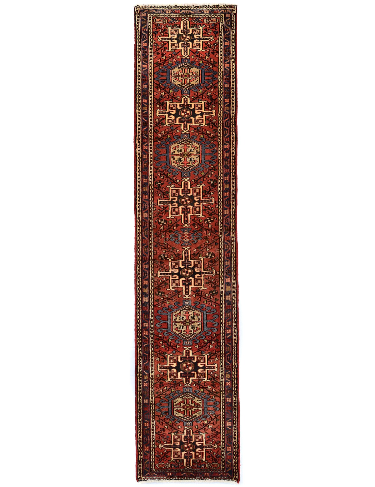 Vintage Red Tribal 3X12 Karajeh Persian Runner Rug