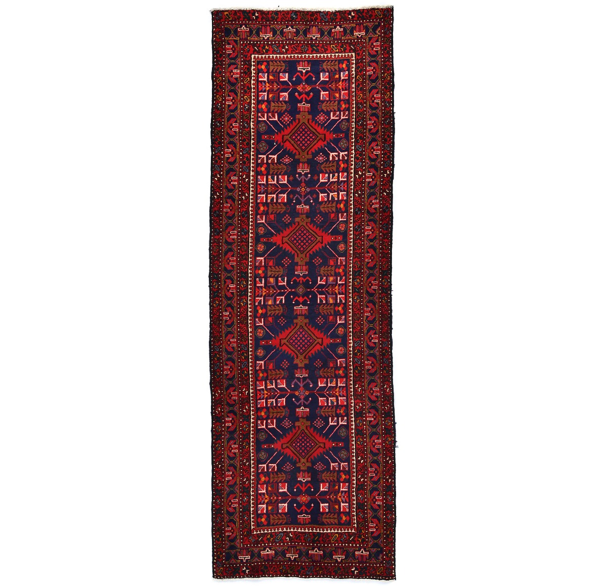 Vintage Tribal Geometric 3'5X10'7 Meshkin Persian Runner Rug