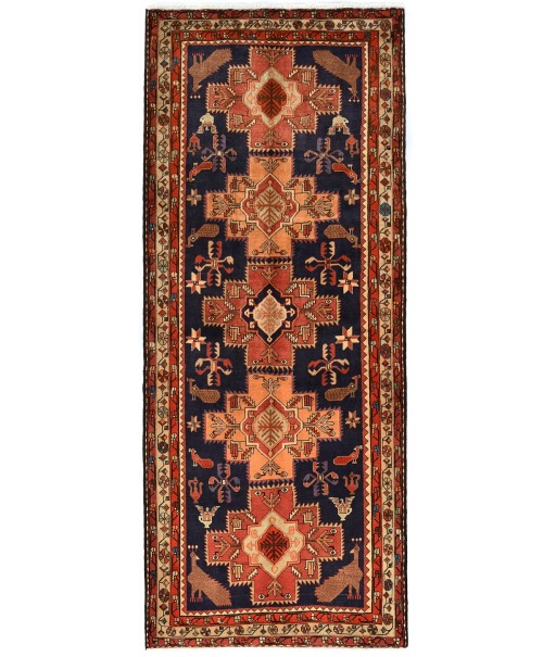 Vintage Tribal Pictorial Geometric 5X11 Meshkin Persian Runner Rug