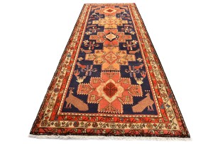 Vintage Tribal Pictorial Geometric 5X11 Meshkin Persian Runner Rug