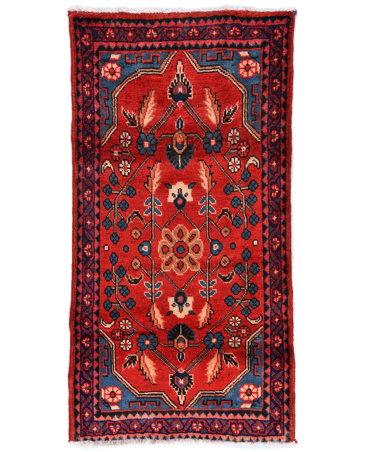 Vintage Red Tribal 2X3'9 Zanjan Persian Rug