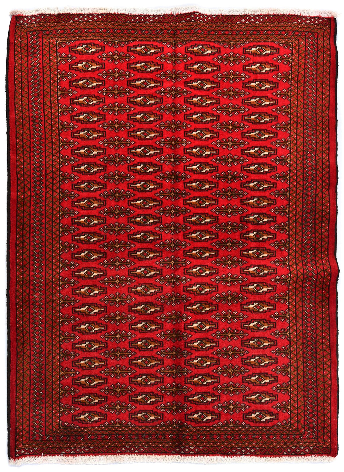 Vintage Red Tribal 3'3X4'6 Turkoman Persian Rug
