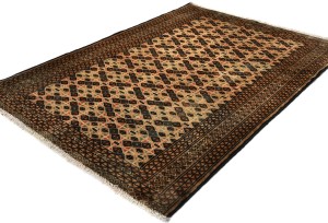 Semi Antique Beige Tribal 3'3X4'6 Turkoman Persian Rug