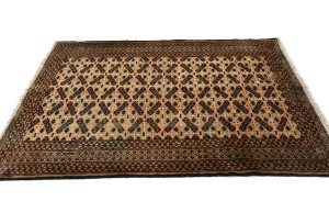Semi Antique Beige Tribal 3'3X4'6 Turkoman Persian Rug