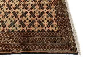 Semi Antique Beige Tribal 3'3X4'6 Turkoman Persian Rug