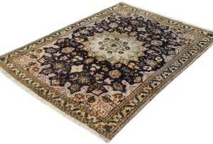 Vintage Dark Purple-navy Floral Classic 3X4 Nain Persian Rug
