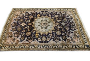 Vintage Dark Purple-navy Floral Classic 3X4 Nain Persian Rug