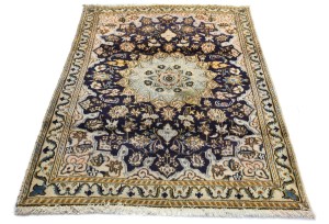 Vintage Dark Purple-navy Floral Classic 3X4 Nain Persian Rug
