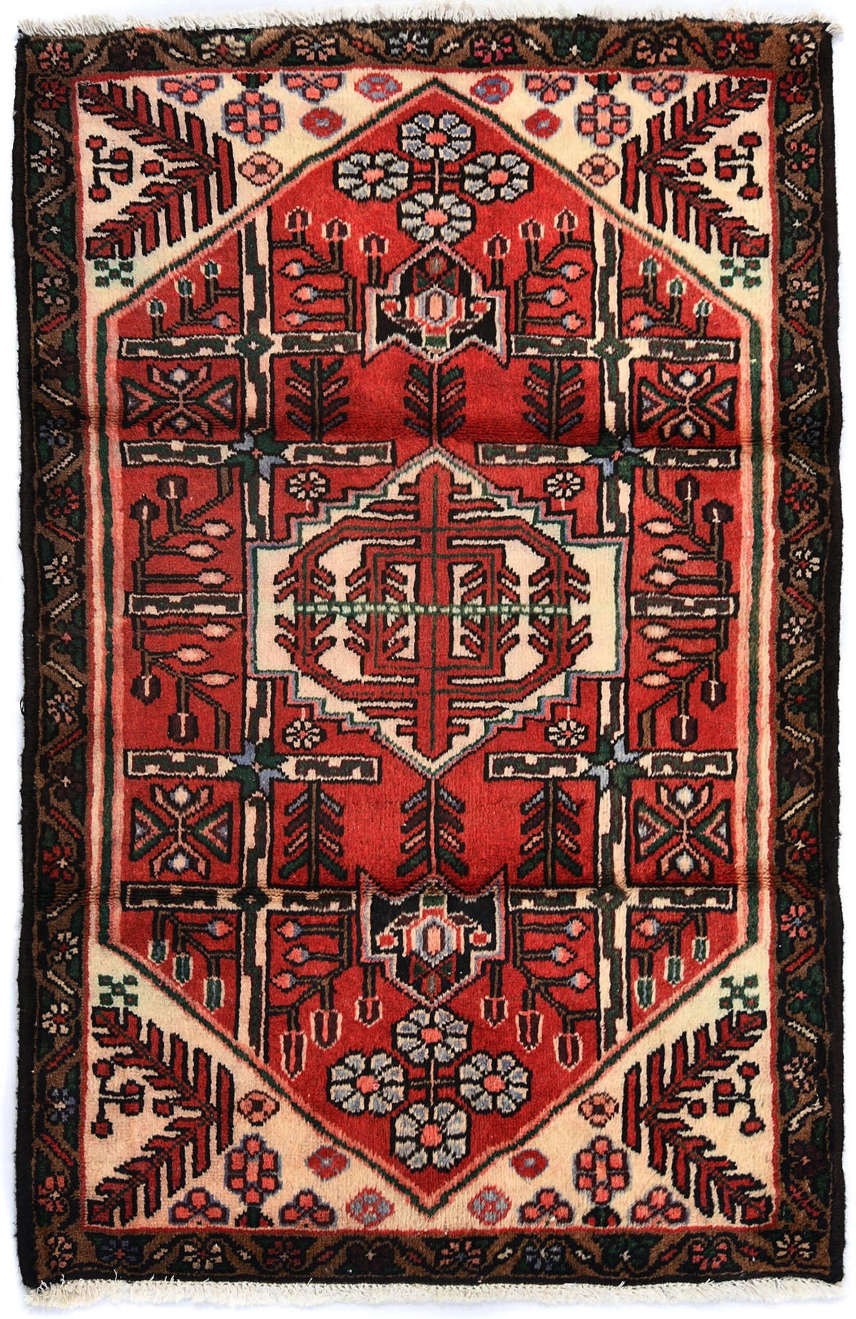 Vintage Red Tribal 3X4 Dorzajan Persian Rug