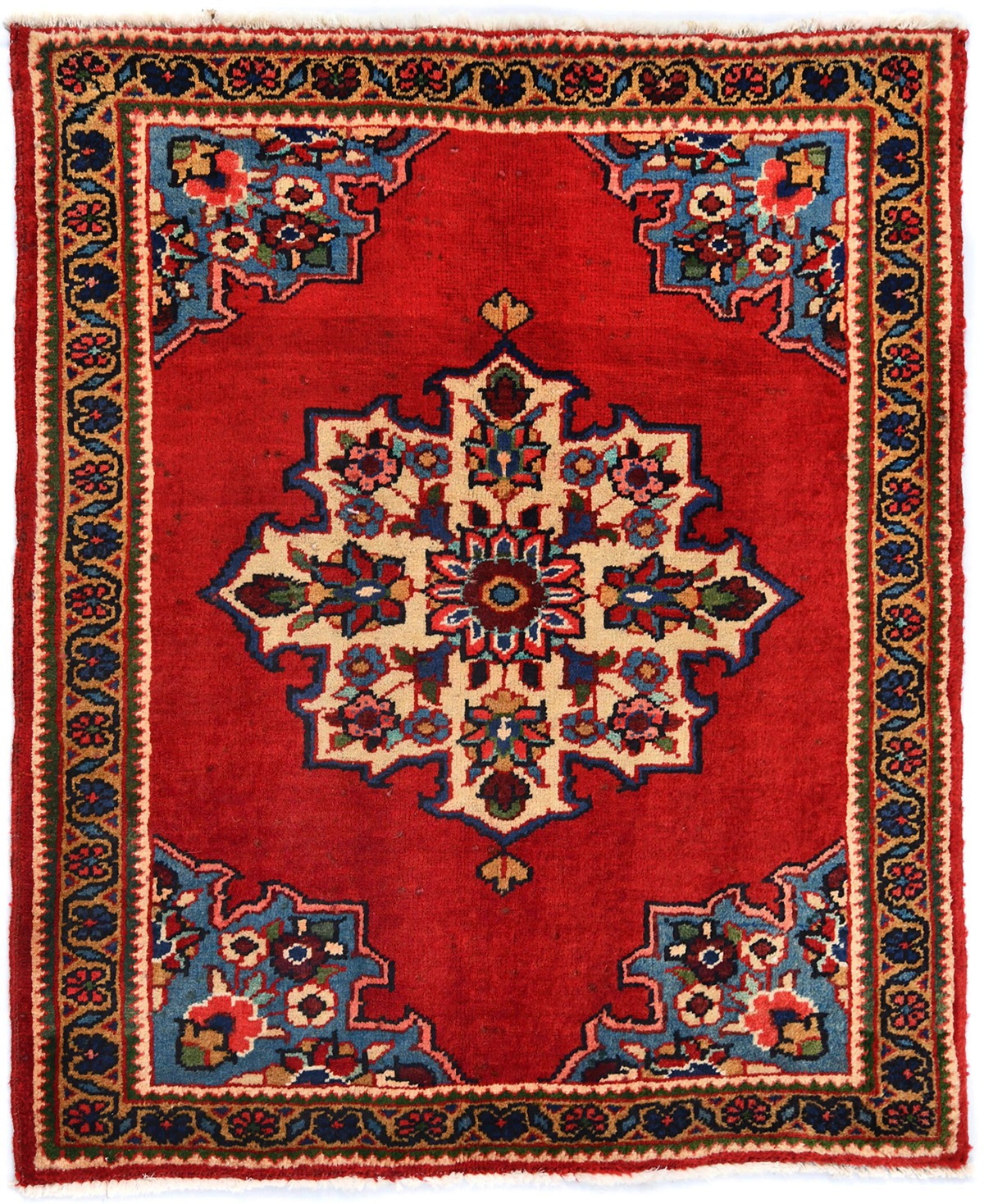Vintage Red Traditional 2'8X3'0 Kashan Persian Rug